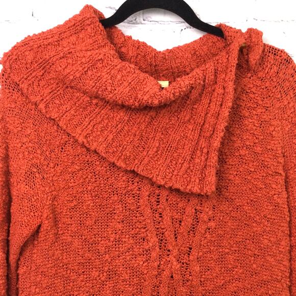Moth Anthropologie Women's Cowl Neck Oversized Knit Tunic Sweater Dress Orange S - Picture 2 of 11